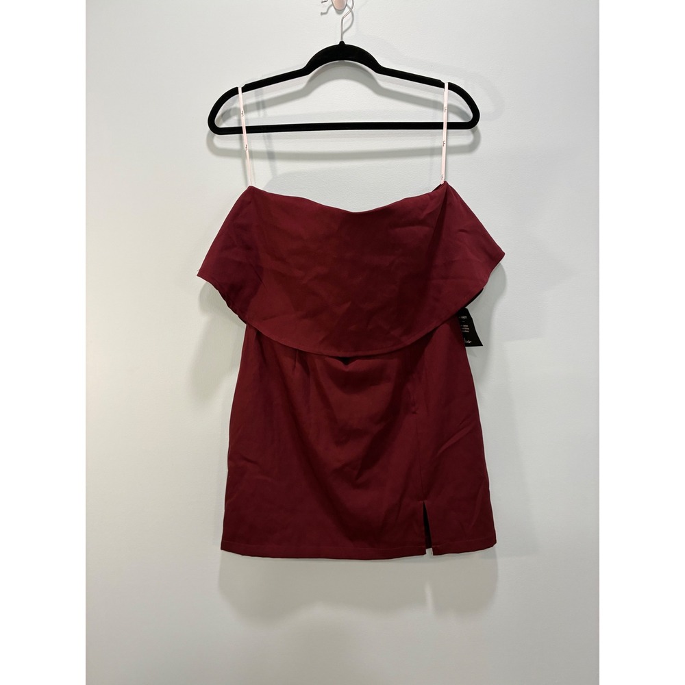 Lulus Kiani Burgundy Strapless Ruffle Mini Dress Size Large NWT